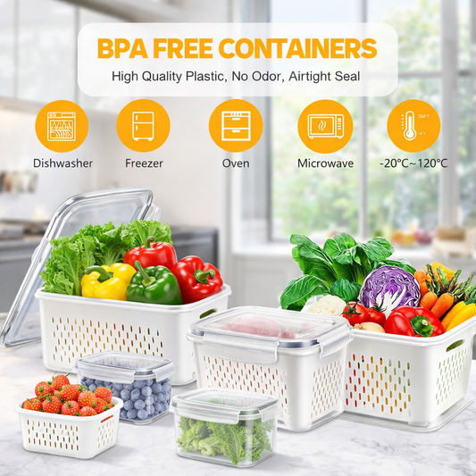 Refrigerator Storage Containers (Pack of 4)