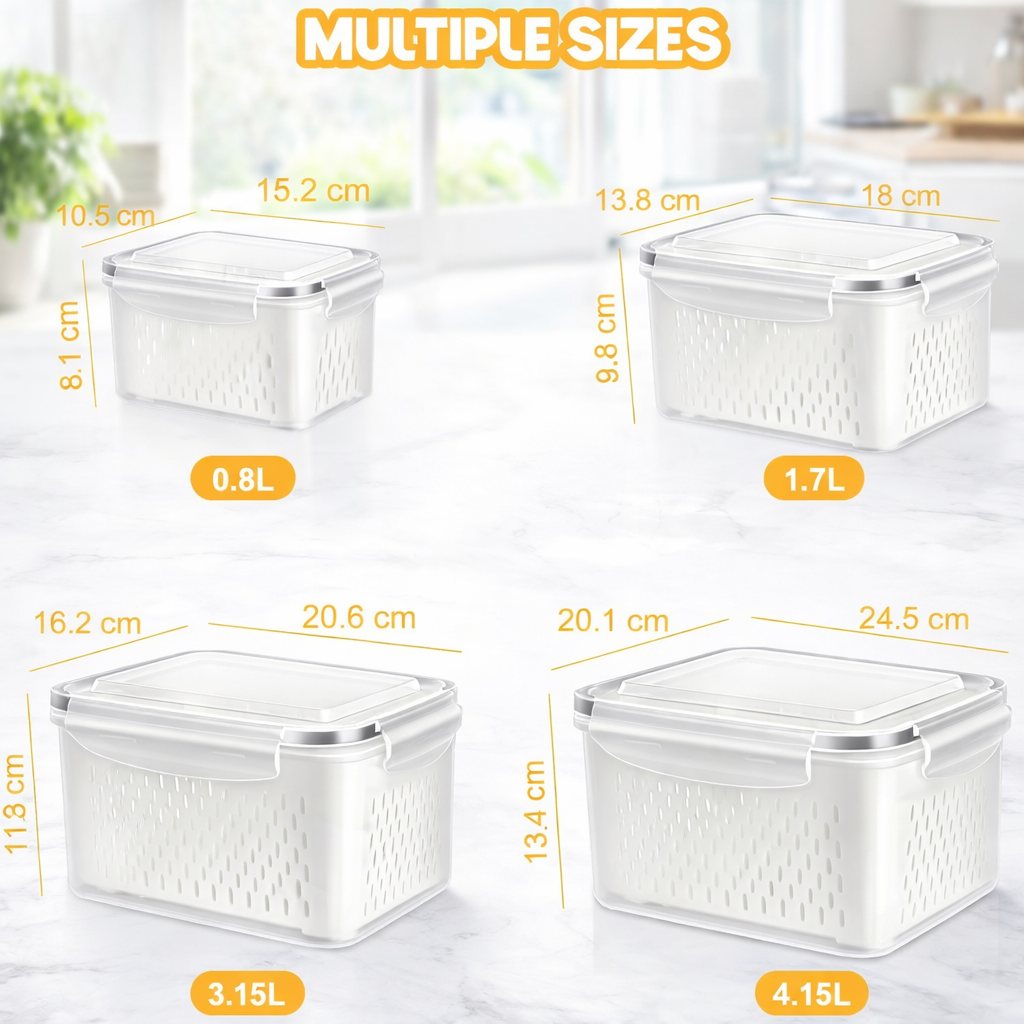 Refrigerator Storage Containers (Pack of 4)