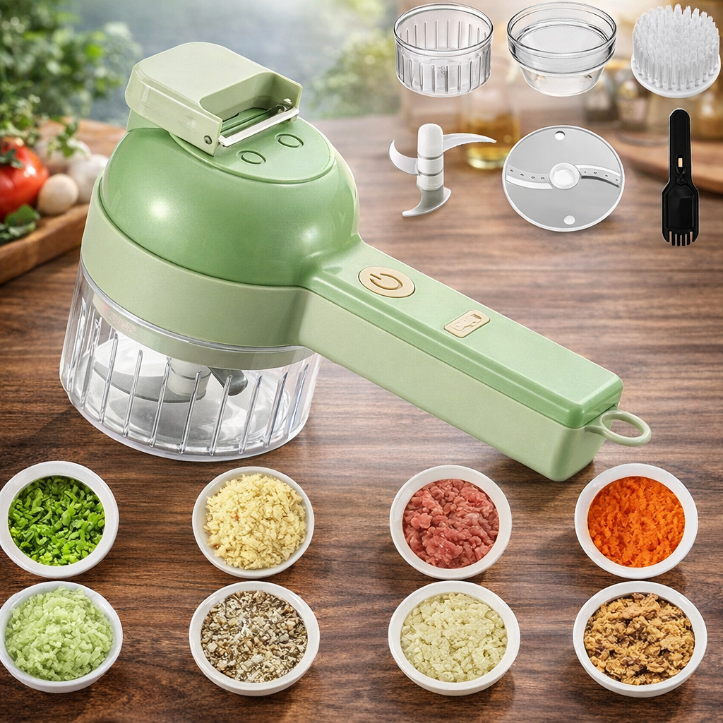 4-in-1 Rechargeable Vegetable Slicer & Chopper