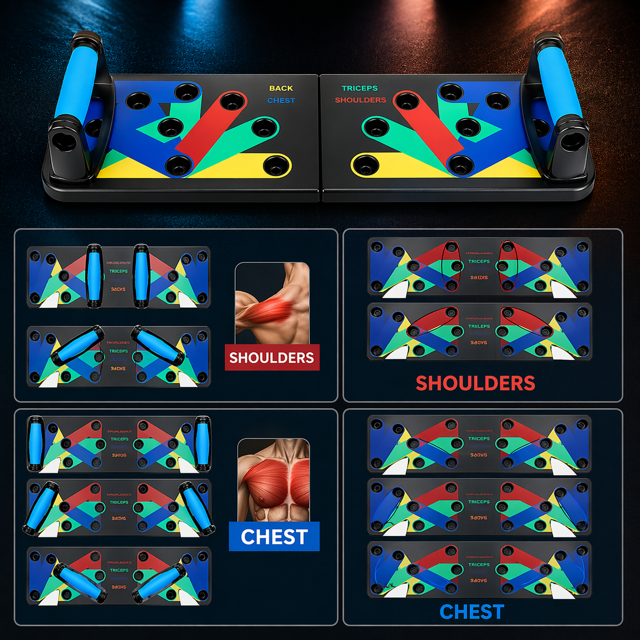 Foldable 14-in-1 Push-Up Board Training System